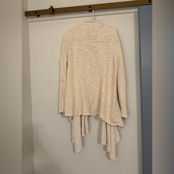 Free People In The Loop Open Front Distressed Cream Cardigan Sweater - Picture 8 of 9